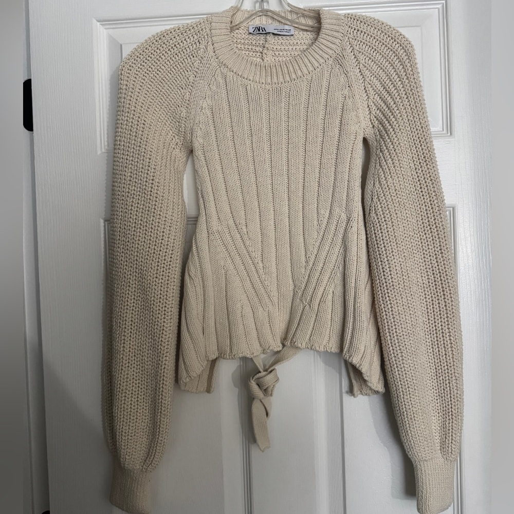 Zara Backless Cream Knit Sweater
